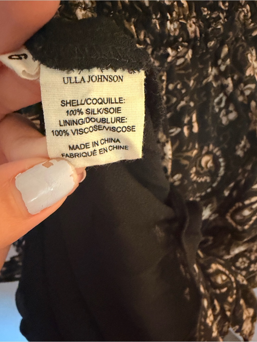 Ulla Johnson Black Floral Asymmetrical Midi Dress 100% Silk - Picture 12 of 12